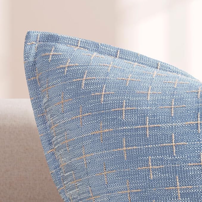 Pillow Covers 20x20 Set of 2 Soft Polyester Textured Pillow Covers with Stylish Flange Edge Cozy Farmhouse Throw Pillows for Couch Bed Sofa Living Room