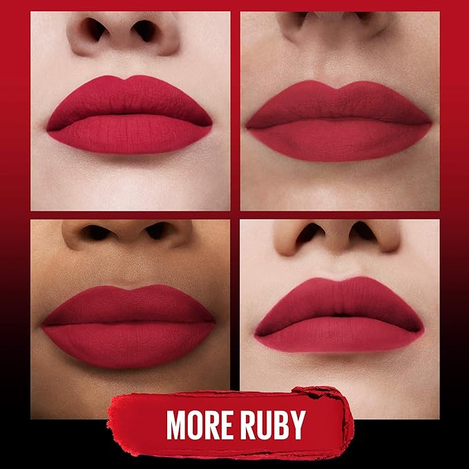 MAYBELLINE Color Sensational Ultimatte Matte Lipstick, Non-Drying, Intense Color Pigment, More Ruby, Ruby Red, 1 Count (Pack of 2)