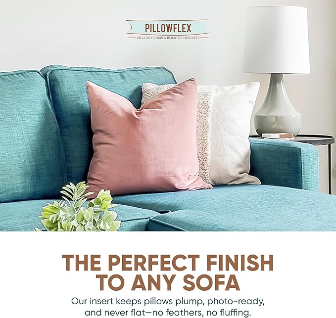 Pillowflex Synthetic Down Pillow Insert 18x18 in - Karate Chop Pillow | Small Square Sham Form, Plush Polyester Cotton Blend, Cloud-Like Comfort, Clump-Resistant Fill, Smooth Elegant Finish