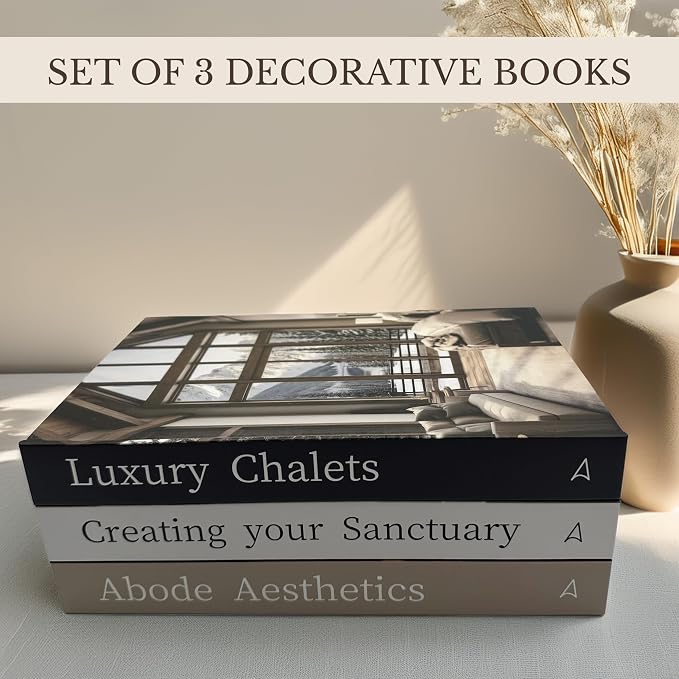 Array & Arrow Decorative Book Set of 3 for Home Decor | Hardcovered Book Set for Home Decor | Coffee Table Décor | Fake Books for Decoration | Faux Books for Decoration (Small - Blank Pages)