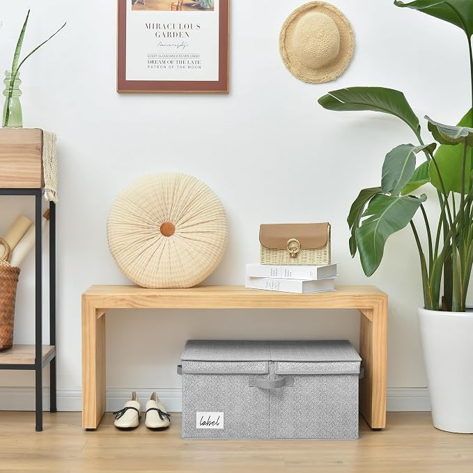 GRANNY SAYS Large Storage Bins with Lids, Decorative Storage Box for Shelves, Fabric Storage Bins Foldable, Storage Basket for Clothes, Keepsake Box, Jumbo, Gray, 2-Pack