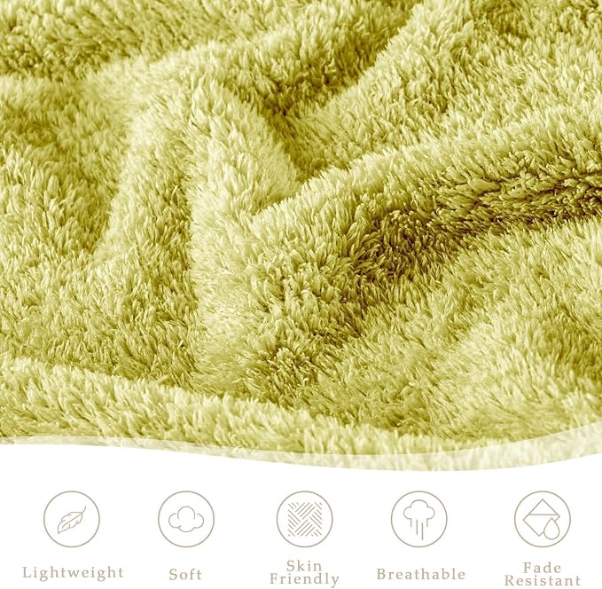 Exclusivo Mezcla Fleece Throw Blanket for Couch and Sofa, 50" x 60" | Super Soft and Cozy Fluffy Blanket for Women, Lightweight and Fuzzy Throw for Home Decor, All Season, Light Green