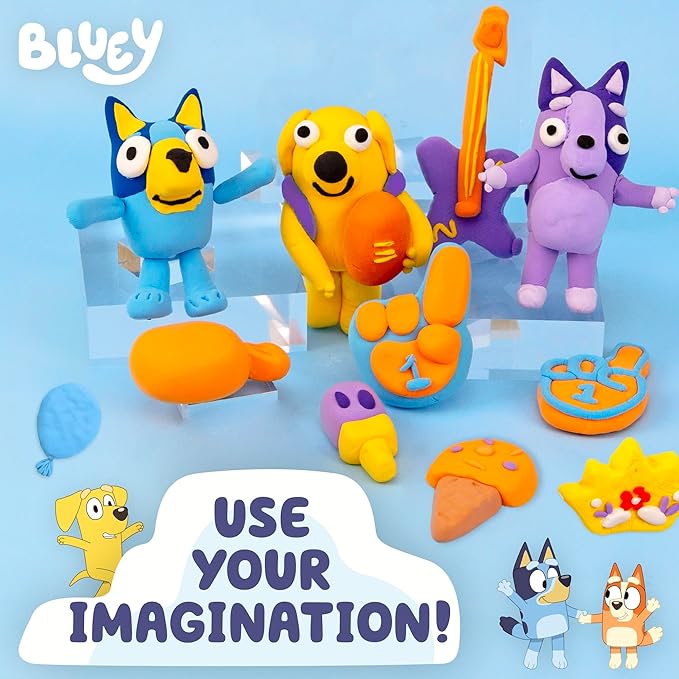 Bluey Mixy Squish Air-Dry Clay with Molded Lids, 4-Pack