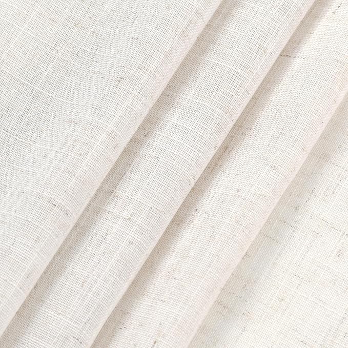 Ivory White Linen Curtains 90 inch for Living Room Back Tab Rod Pocket Semi Sheer Cotton Textured Gauze Curtain Modern Farmhouse Coastal Decor 90 inches for Dining Room Office