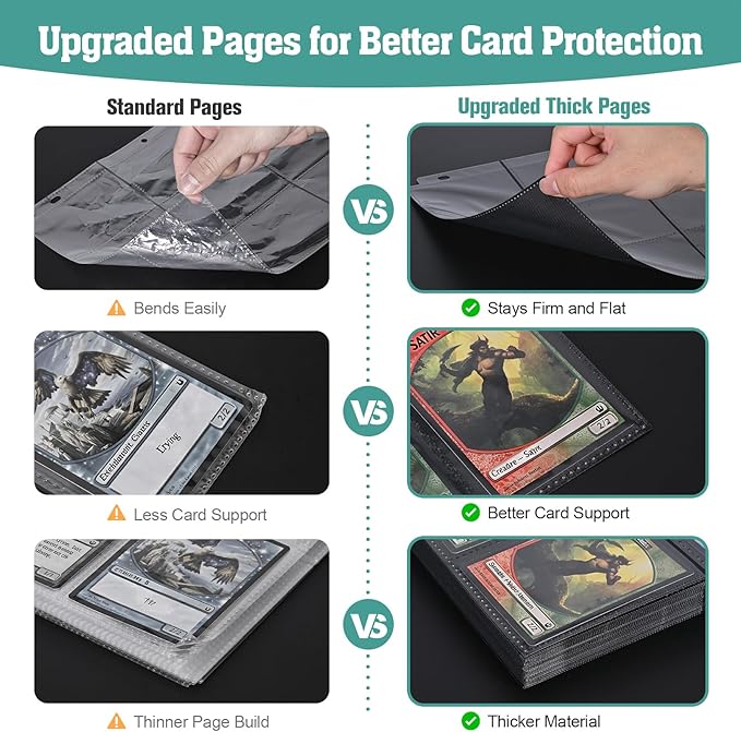 TCG Trading Card Binder, 900 Pockets, 3-Ring Zipper with 50 Double-Sided 9-Pocket Pages, Fits 2.5" x 3.5" Cards, Acid-Free PVC-Free PP Pages, PU Cover, White Cat & Butterfly Design