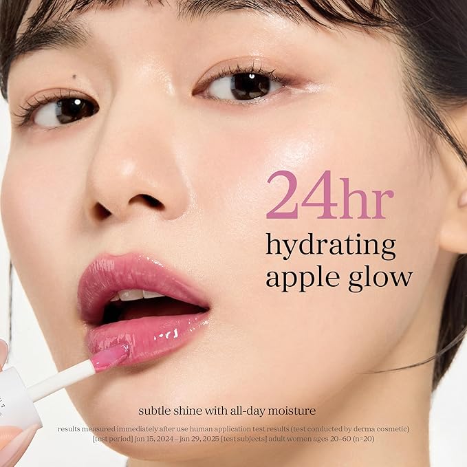 NOONI Korean Lip Oil - Applefig | Long-Lasting, Moisturizing, Plumping, Revitalizing for Dry Lips, Waterproof, No Peel Off, Hydrating, Nourishing Crystal Clear, 0.12 FL Oz