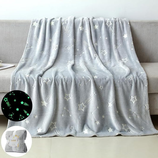 Glow in The Dark Blanket Stars Gifts for Girls Boys,Soft Blanket 3 4 5 6 7 8 9 10 Year Old Kids Gifts,Toddler Girls Toys Age 6-8,Gifts for Kids for Valentine's Day Birthday Presents,50"x60"