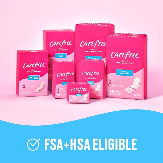 Carefree Panty Liners for Women, Regular, Wrapped, Unscented, 54ct
