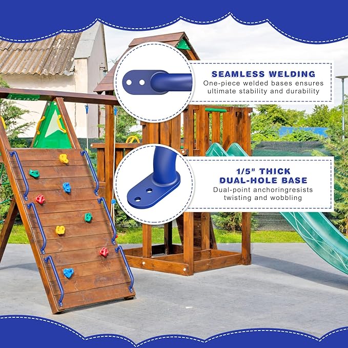 Dolibest 30 Inch Metal Safety Handles, Playground Ladder Handle, Long Grab Handles for Kids Playhouse, Treehouse, Rock Climbing Wall, Swing Set Accessories, Indoor & Outdoor Use (2PCS)-Blue