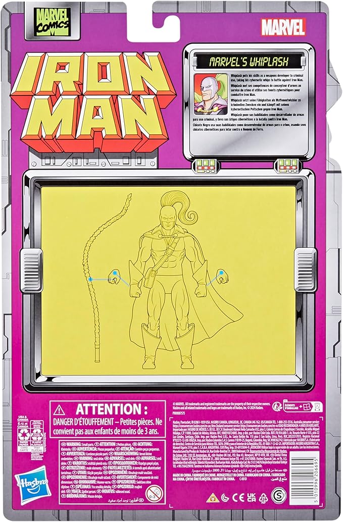 Marvel Legends Series Marvel's Whiplash, Iron Man Comics Collectible 6-Inch Action Figure, Retro-Inspired Blister Card