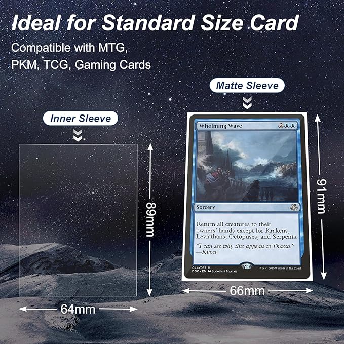 400 Pack Card Sleeves, 200 Matte White Trading Card Sleeve and 200 Inner Sleeves Ideal for Double-Sleeving, Fit for MTG, TCG and Game Cards