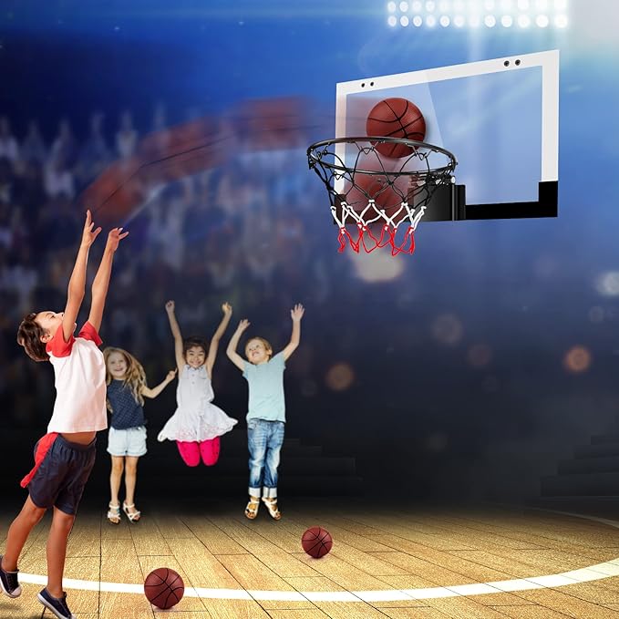 Indoor Basketball Hoop Boys Gifts for Teens Door Room Basketball Hoop Mini Hoop with Scoreboard, 3 Balls and Batteries Basketball Toys for 8 9 10 11 12