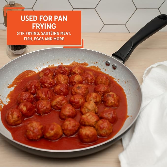 IMUSA 12 Inch Premier Cera Aluminum Speckled Gray Ceramic Fry Pan | Ideal for Pan Frying