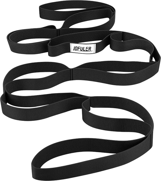 Stretching Strap for Physical Therapy and Home Rehab, 10 Loops Non-Elastic Yoga Strap for Hamstring, Calf and Back Stretching, Mobility, Exercise, Pilates, Flexibility