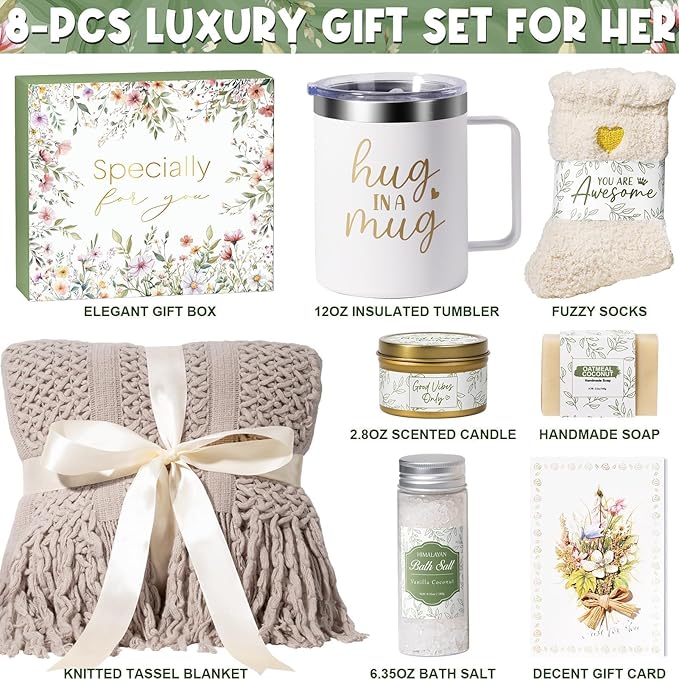 Self Care Get Well Soon Gift Baskets for Women Birthday Gifts Care Package | Sympathy Spa Gift Baskets After Surgery, Christmas Thinking of You Inspirational Gifts for Mom Her Sister Grandma Best Friend
