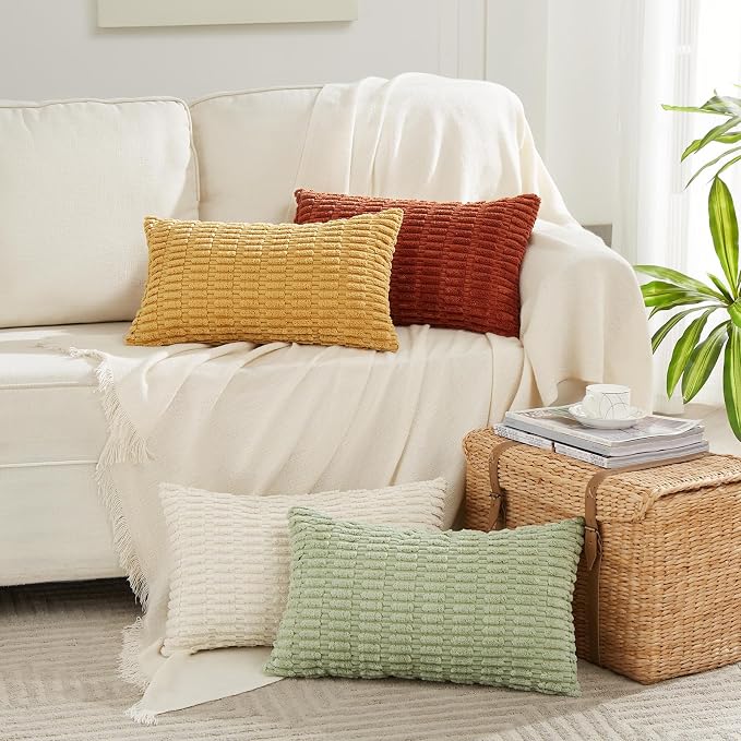 Fancy Homi 4 Packs Decorative Throw Pillow Covers for Living Room Couch Bed, Modern Farmhouse Boho Home Décor Accent Cushion Case, 24" x 12", Fall