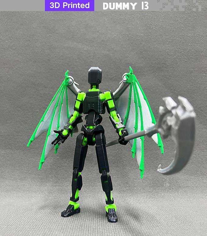 (Assembly Completed) T13 Action Figure, 5.5 Inch 3D Printed Multi-Jointed Movable Dummy 13 Toy,Dummy 13 Robot Action Figure with Lots of Weapons, Black