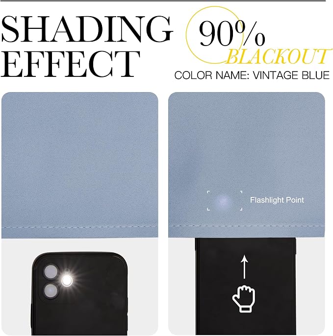 NICETOWN Blackout Curtains for Living Curtains, Vintage Blue, 2 Panels, 42 by 72, Room Darkening Window Curtain Panels, Easy-Care Solid Thermal Insulated Draperies/Drapes for Daughter Room