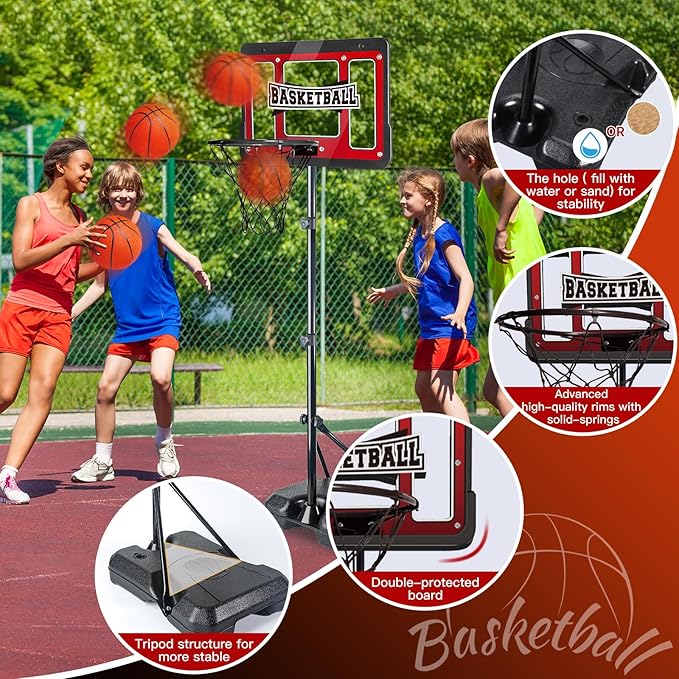 Kids Indoor Basketball Hoop with Stand | Adjustable Height Basketball Goal for Toddlers & Kids | Perfect Sports Gift for Boys Ages 3-8