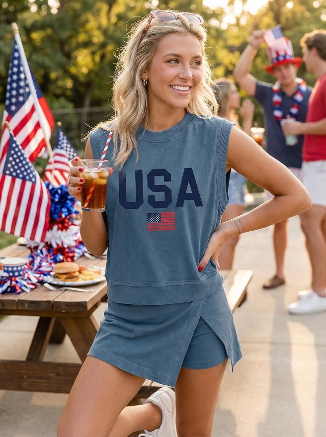 Women 2pc Mineral Wash Athletic Lounge Tank Skirt Set | Soft mineral wash cotton,Breathable.Relaxed lined split skirt.Ideal for travel,lounge,gym,workout casual daily wear