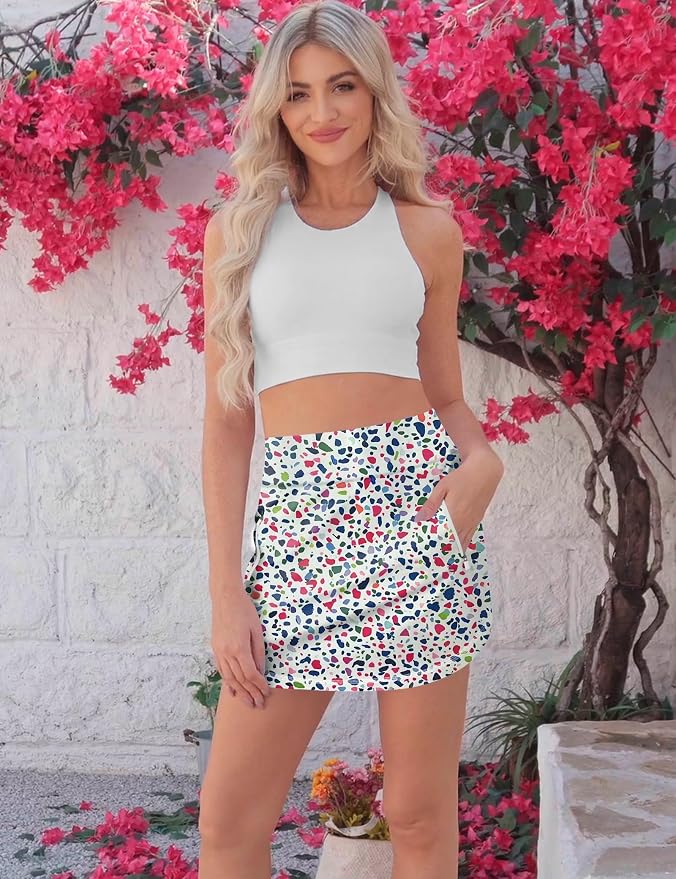 LouKeith Golf Skirts for Women Tennis Skirt with Zipper Pockets High Waisted Running Casual Athletic Skorts Built-in Shorts