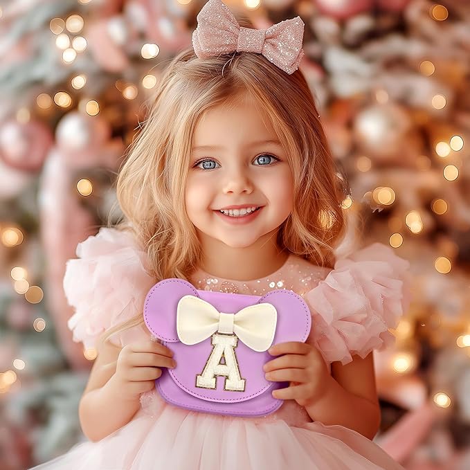mibasies Toddler Purse Girl Gifts: Girls Birthday Gifts for 3-8 - Toys for Ages 2-4 Girls Mouse Ears Purse, Purple, Letter N