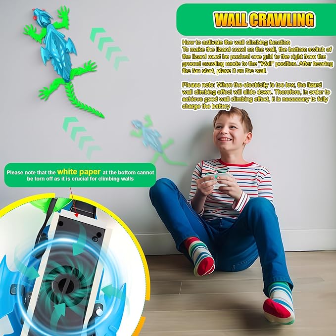 TWFRIC Wall Climbing Gecko Lizard, Robot Geckos Lizards Rechargeable Remote Control Car Toy RC Cars Toys for Kids RC Crawler for Boys & Girls Ages 6 & Up Halloween Christmas Birthday Gifts (Blue)
