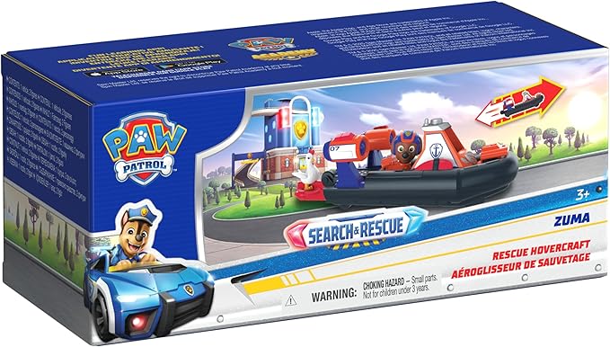 Paw Patrol: Search & Rescue, Zuma Rescue Hovercraft Water Vehicle with 2 Figures, Toy Boat with Pull-Back Action, Kids Toys for Boys & Girls Ages 3+