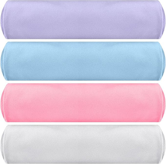 Breling 4 Pack 72" x 24" Hot Yoga Towel Non Slip Microfiber Mat Towel Sweat Absorbent Soft Pilates Mat Essentials for Hot Yoga Pilates Exercise(Purple, Pink, Blue, White)