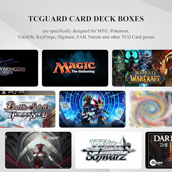 Card Deck Box for MTG Card Storage Box Holds 100 Plus Single Sleeved Cards, Microfiber Lining and Leather Card Box Compatible with Trading Card Games TCG, Yugioh Cards, etc.(Vertical-Black)