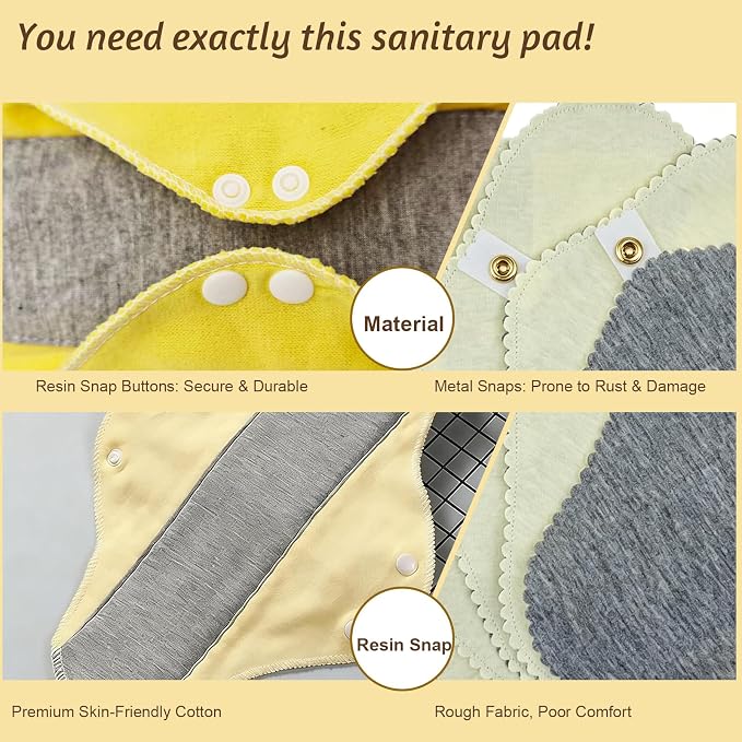 Washable Menstrual Pads – Reusable | Versatile pads for women，Breathable，Leakproof Design，Reusable & Washable