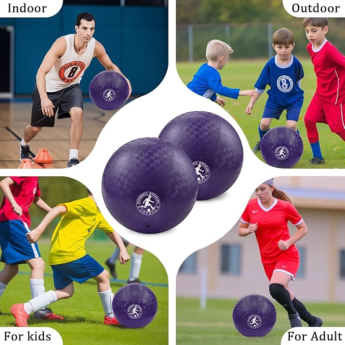 10 Inch Dodgeball Balls Playground Ball Kickball, Dodge Balls for Kids, Kickballs Handball for Indoor Outdoor Games Four Square Balls, Includes Pump