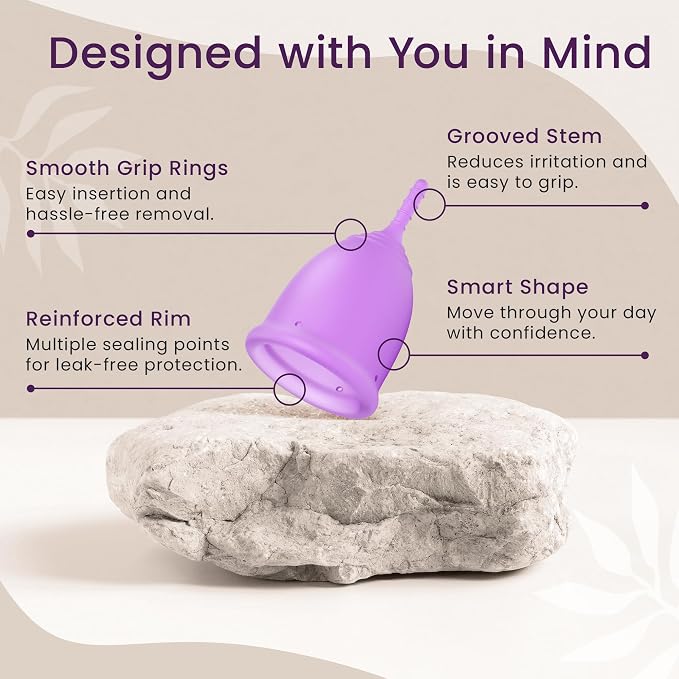 EcoBlossom Reusable Menstrual Cup Set - The Most Reliable Medical Grade Silicone Period Cups - Comfortably use for 12 Hours (2 Small Cups)