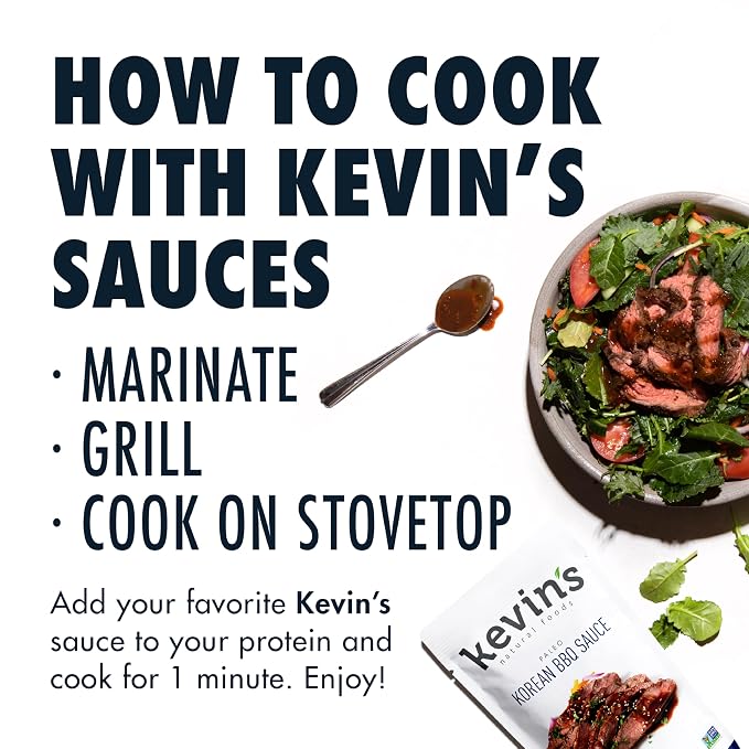 Kevin's Natural Foods Korean BBQ Simmer Sauce, 3 Pack | Paleo Stir-Fry Sauce, Gluten Free, No Preservatives, Non-GMO