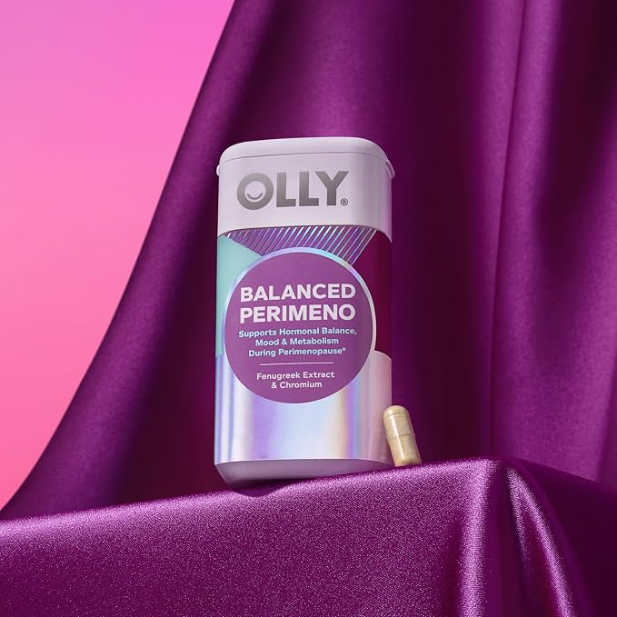 OLLY Balanced Perimeno Capsules, Supports Hormonal Balance, Mood & Metabolism During Perimenopause,* Fenugreek Extract, Chromium, 30 Day Supply - 30 Count