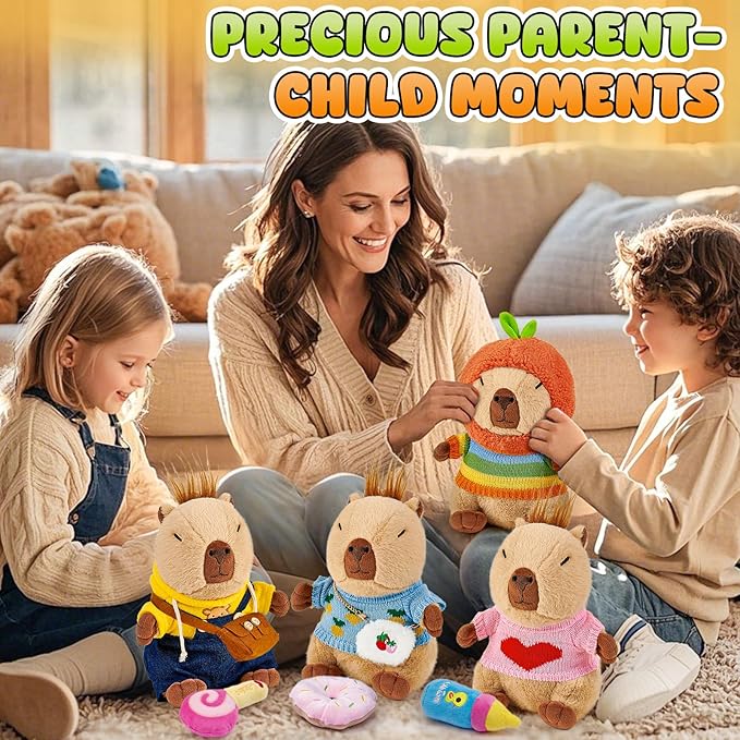 G.C 13 Pcs Plush Stuff Toys with Clothes Accessories Kids Stuffed Animal Toddler Pretend Play Dress Up Birthday Gifts 3 4 5 6 7 8 Year Old Boys Girls