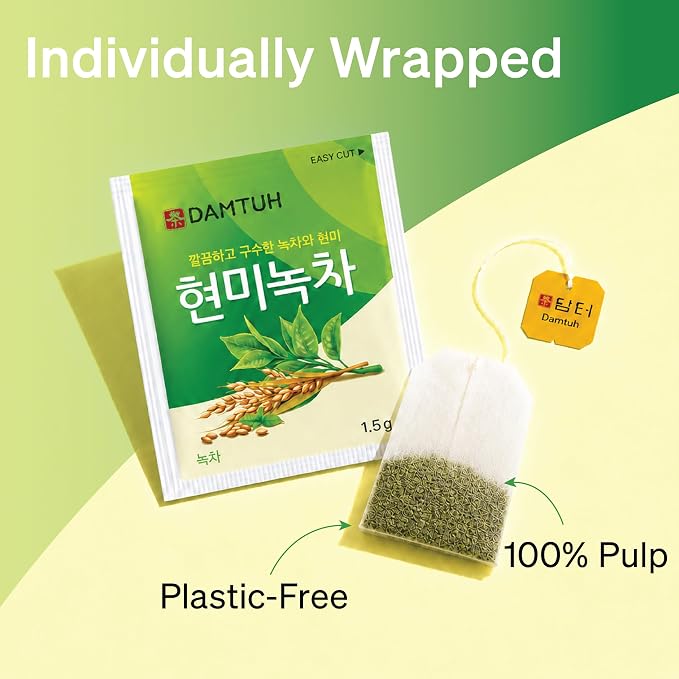 Damtuh Korean Brown Rice Green Tea – Roasted Genmaicha Blend, Nutty & Refreshing Flavor, 150 Tea Bags (1.5g each)