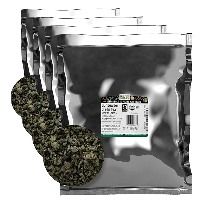 FRONTIER HERB TEA LSE GRN GUNPOWDER ORG 16 OZ (Pack of 4)