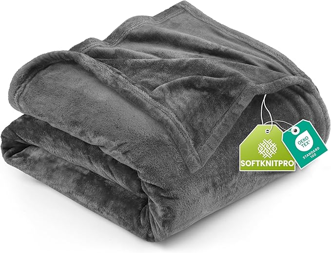 Utopia Bedding Fleece Bed Blanket California King Size Grey (102x96 Inch) | Microfiber Plush Warm Lightweight Breathable Cozy Blanket Anti-Static, All Season Use, Gift for Women and Men