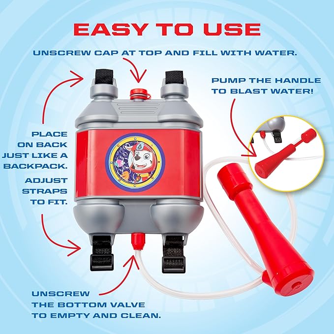 Paw Patrol Water Backpack Water Toy, Outdoor Water Blaster for Kids