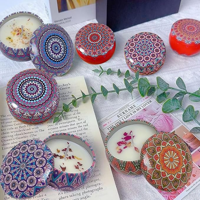 Rose Scented Candles, Aromatherapy Candles for Home, ong Burn Scented Candles with Lid, Sustainable Use of Tin Boxes