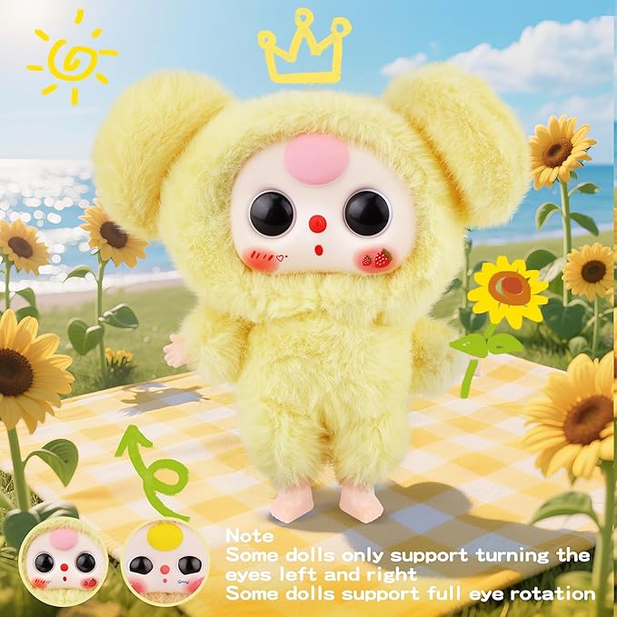 Vinyl Plush Pendant, Stuffed Animals with Cute Vinyl Face Vivid Expression for Girls Boys, Kawaii Macaron Yellow Plush Figures Stuffed Doll Gift for Birthday Home Car Décor Collectibles Toys Christmas