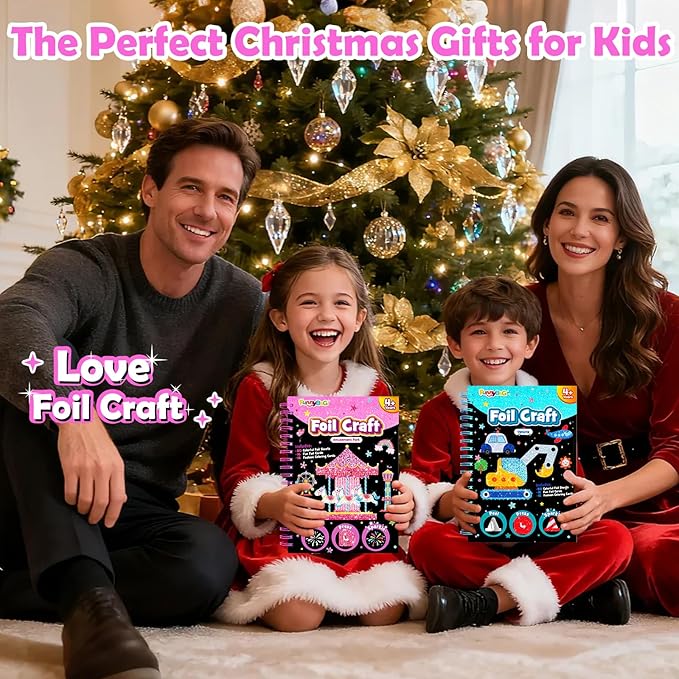 FUNNYB&G Foil Art Crafts for Kids Ages 4-8: Valentines Crafts for Kids 2026,Birthday Gift for Girls,Art and Crafts,Party Favors,Creative Toys for Girls Boys 4 5 6 7 8 9 Years Old(Amusement Park)