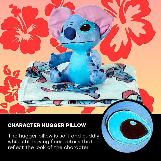 Northwest Lilo & Stitch Classic Palms Character Hugger Pillow & Silk Touch Throw Blanket Set, 40" x 50"