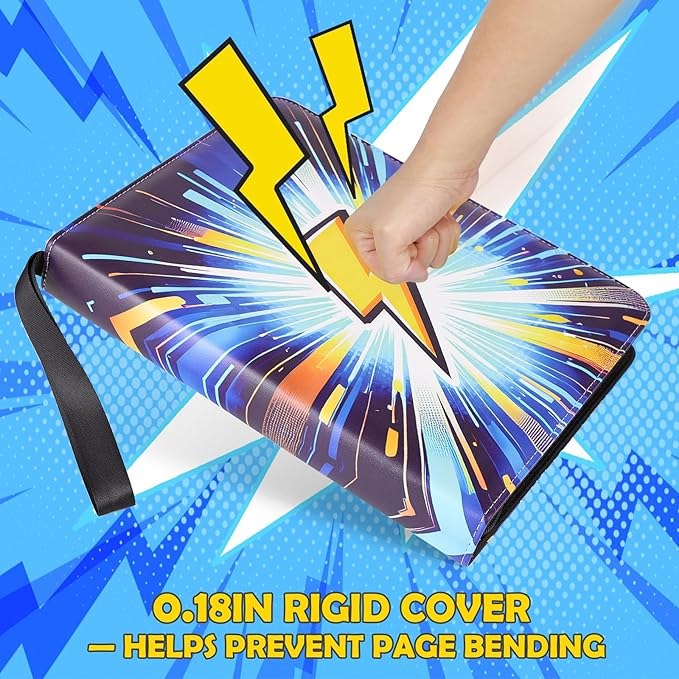 9 Pocket Top-Loading Trading Card Binder, 900 Pockets Card Book Holder with 50 Removable Sleeves, Double-Sided 3-Ring Zip,Waterproof PU Cover with Full Zipper,Card Albums Gifts for Serious Collectors