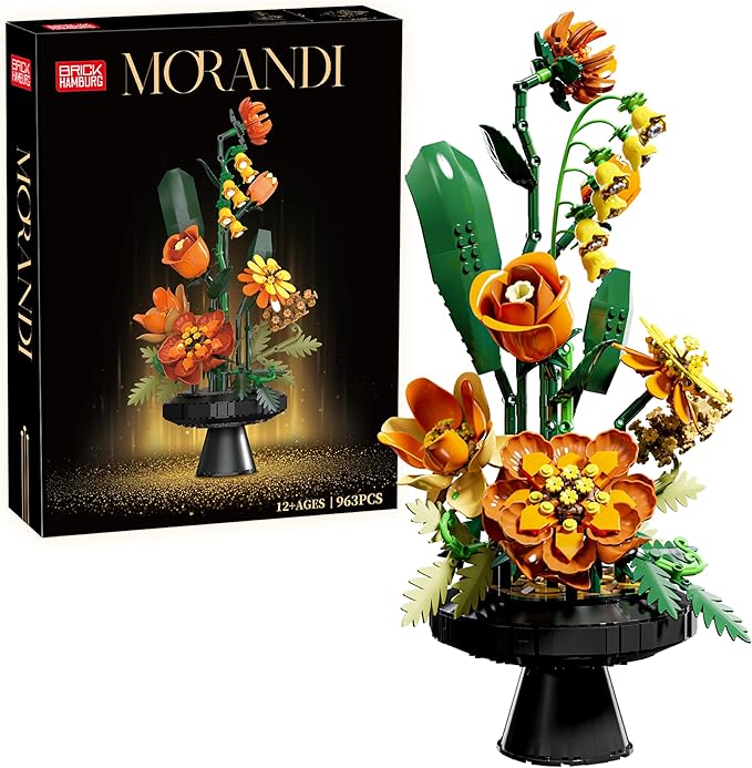 Flower Bouquet Building Blocks Set, Artificial Flowers Toys Botanical Collection DIY Unique Home&Office Bonsai Decoration Adults, Teen Girls for Birthday，Christmas, Holiday