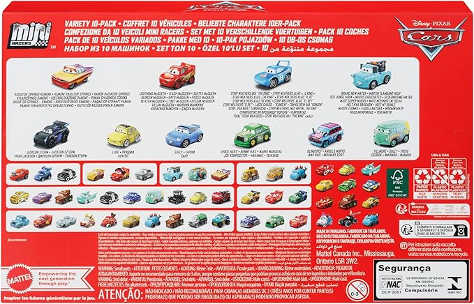 Mattel Disney Pixar Cars Mini Racers 10 Pack of Collectible Toy Vehicles for Kids & Collectors Ages 3 Years Old & Up (Amazon Exclusive)