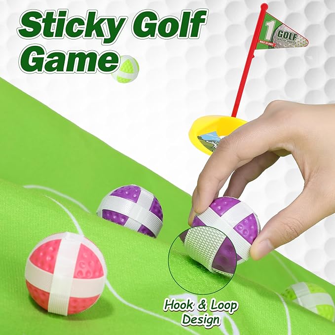 Liberry Kids Golf Set for 3 4 5 6 7 Years Old Boys Girls, Golf Chipping Game with Golf Mat, Sticky Balls, Storage Bag, Retractable Golf Clubs Indoor Outdoor Sports Toy Gift Toss Game(Grey)