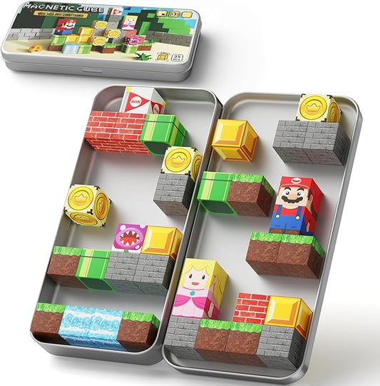 Mini Magnetic Blocks, Travel Magnet Building Blocks for Toddlers, 35 PCS Magnetic Building Toys with Portable Iron Box STEM Educational Magnet Toys for Kids Ages 3 4 5 6 7 8 Year Old Boys Girls