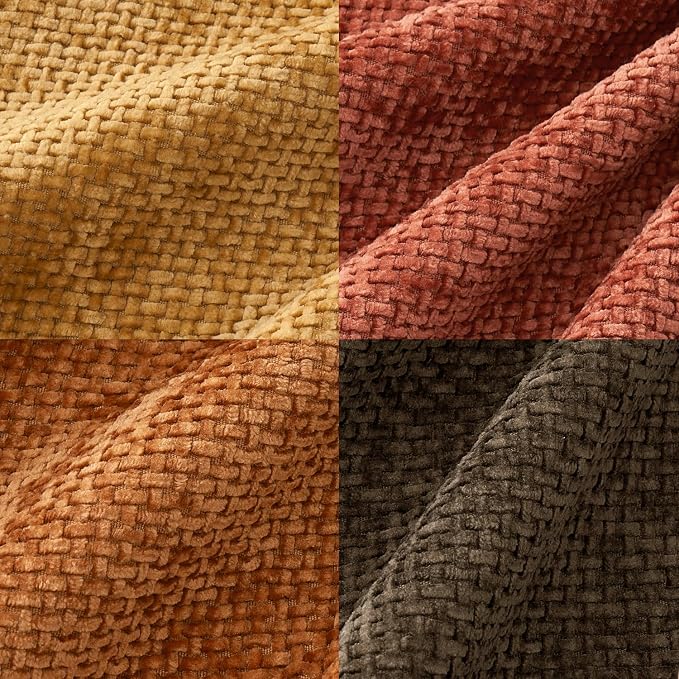 MIULEE Decorative Chenille Fall Pillow Covers Orange Brown 20x20 Pack of 4 | Rustic Decor, Autumn Harvest Orange Collection, Couch Throw Pillows, Farmhouse Boho Cushion Covers for Sofa Bed Living Room